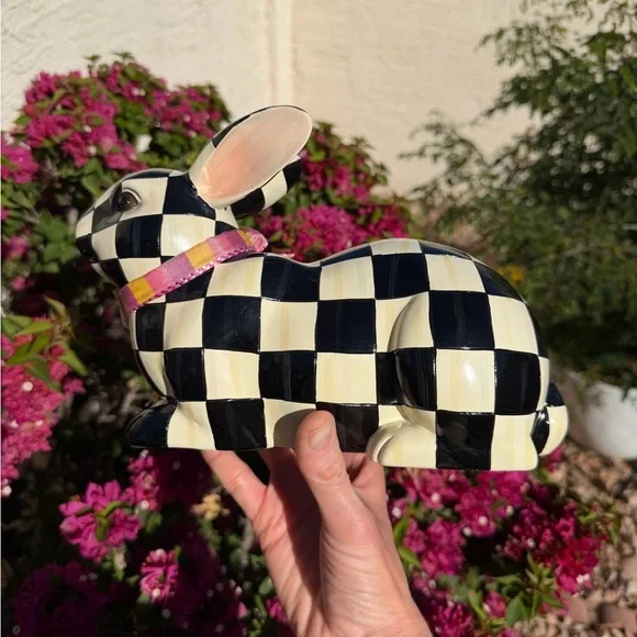 Mackenzie Childs Courtly Check Resting Bunny - Picture 4 of 9